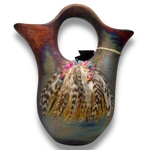 Handmade Artist Signed Jeremy Diller Tall 12" Raku Pottery Wedding Vase NWT